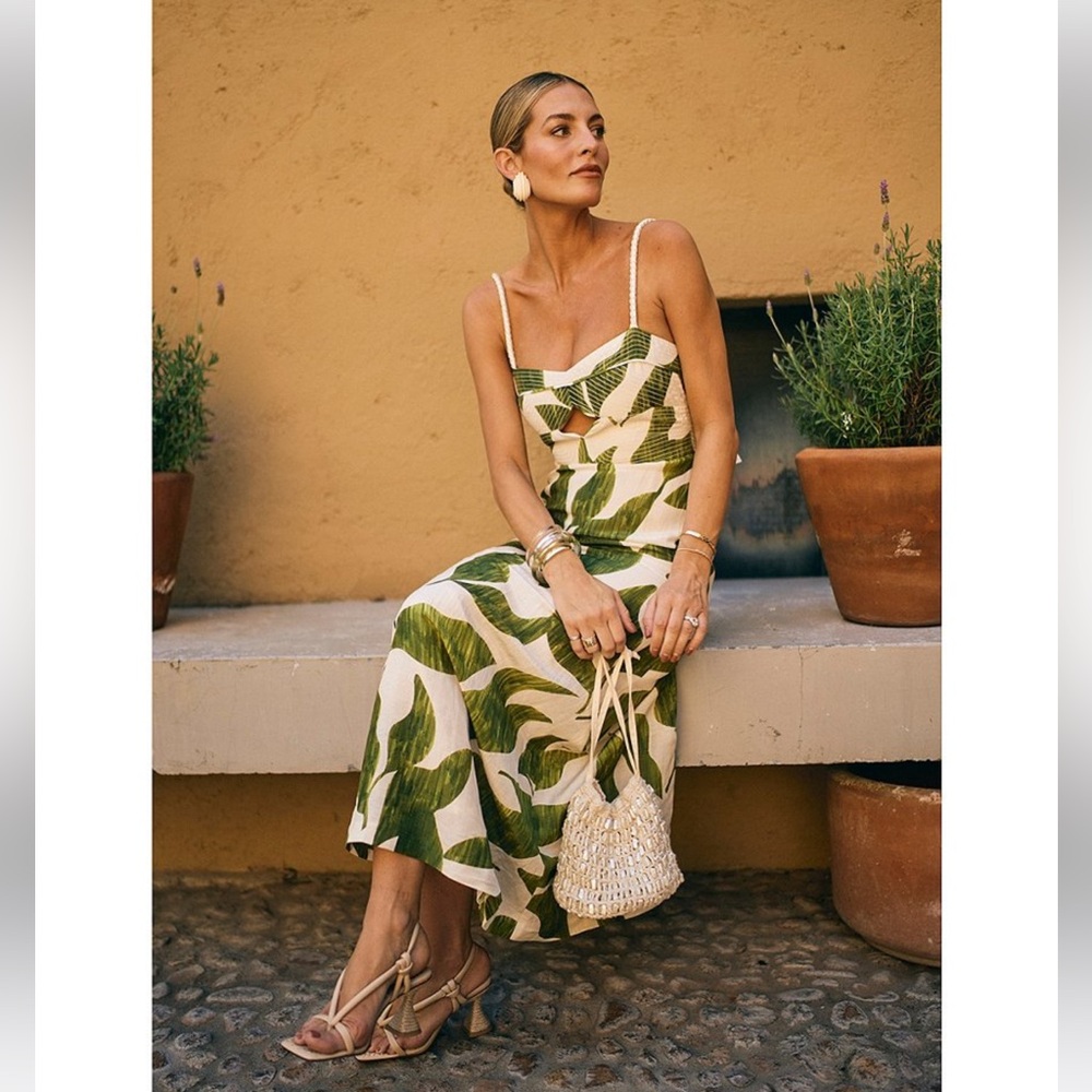 NWT Antonio Melani x M.G. Style Finley Linen Blend Sweetheart Neck Maxi Dress - Picture 8 of 16